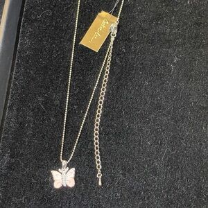 Cookie Lee Pink Butterfly Necklace